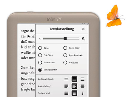 Optimaler Lesekomfort mit dem tolino page erleben.