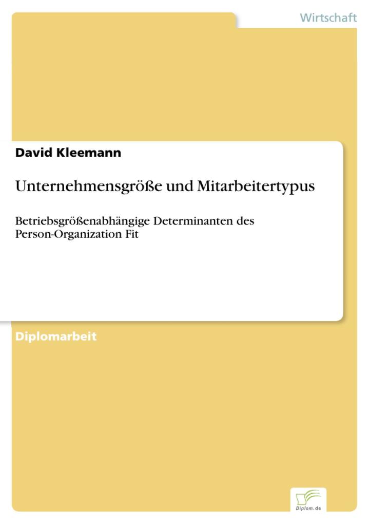 Unternehmensgröße und Mitarbeitertypus als eBook Download von David Kleemann - David Kleemann