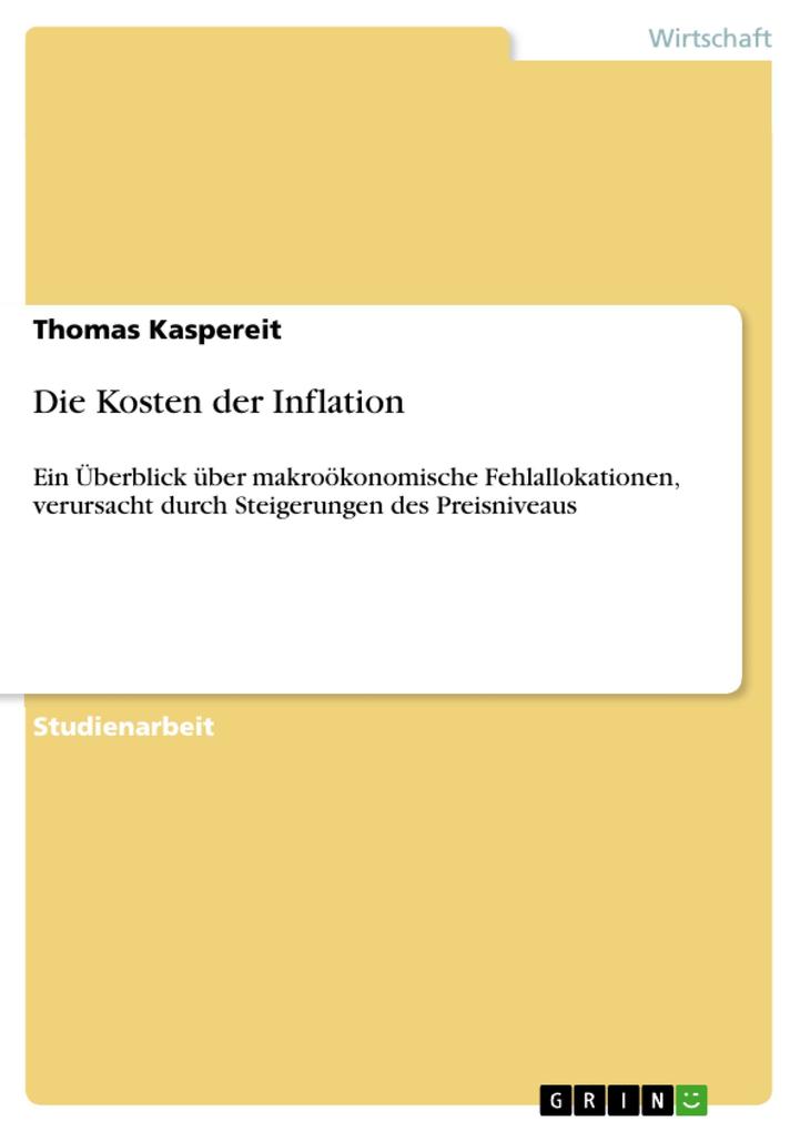 Die Kosten der Inflation als eBook Download von Thomas Kaspereit - Thomas Kaspereit