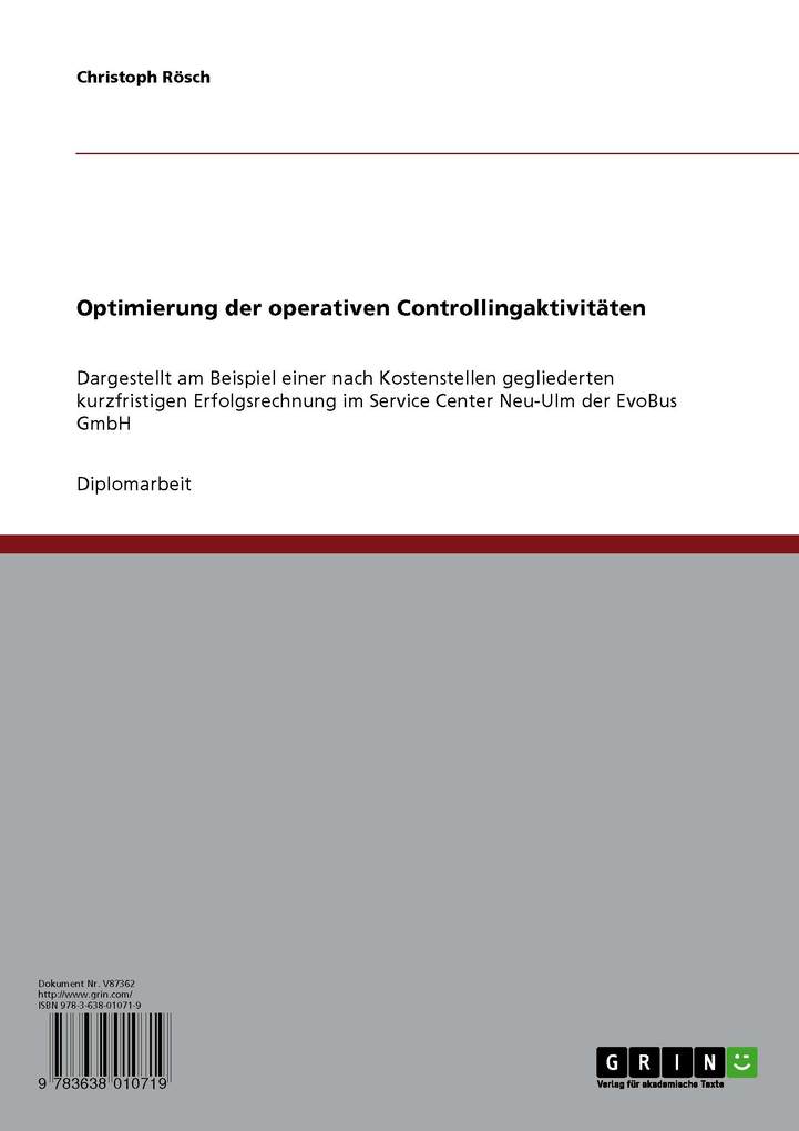 Optimierung der operativen Controllingaktivitäten als eBook Download von Christoph Rösch - Christoph Rösch