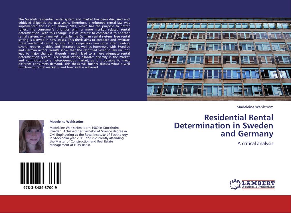 Residential Rental Determination in Sweden and Germany als Buch von Madeleine Wahlström - Madeleine Wahlström