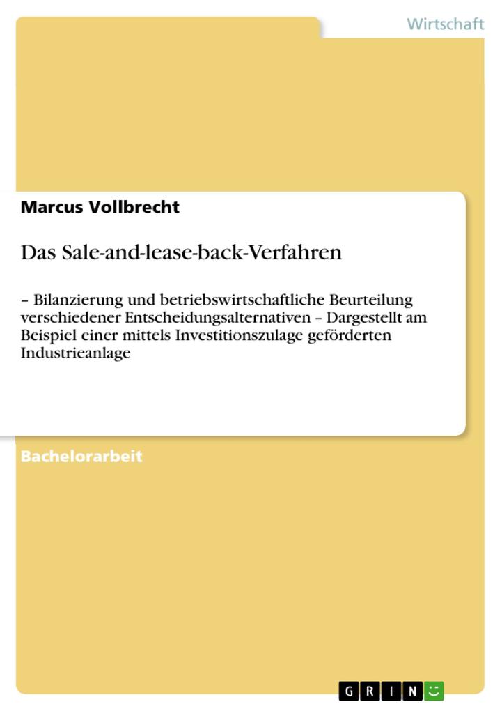 Das Sale-and-lease-back-Verfahren als eBook Download von Marcus Vollbrecht - Marcus Vollbrecht