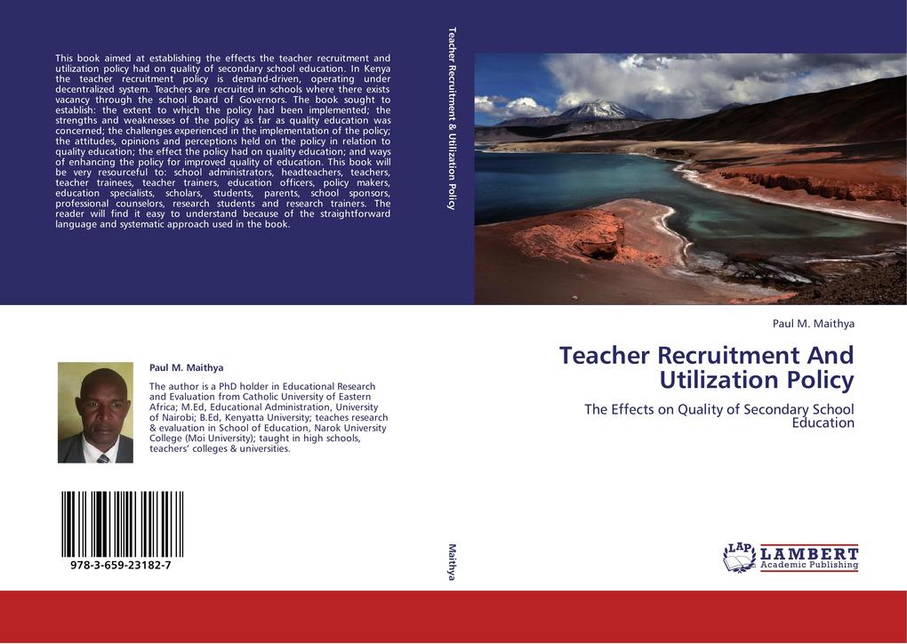 Teacher Recruitment And Utilization Policy als Buch von Paul M. Maithya - Paul M. Maithya