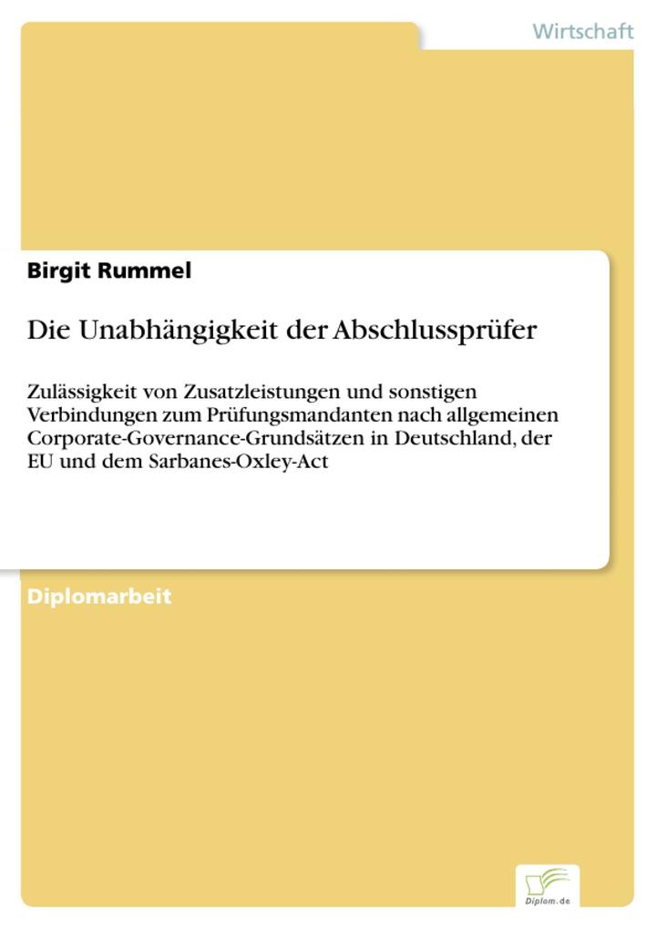 Die Unabhägigkeit der Abschlussprüfer als eBook Download von Birgit Rummel - Birgit Rummel