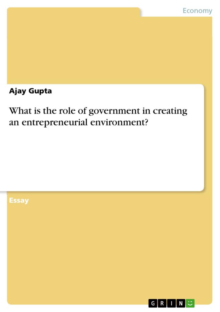 What is the role of government in creating an entrepreneurial environment? als eBook Download von Ajay Gupta - Ajay Gupta