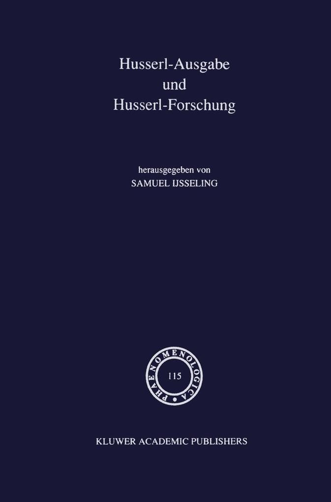Husserl-Ausgabe und Husserl-Forschung als eBook Download von