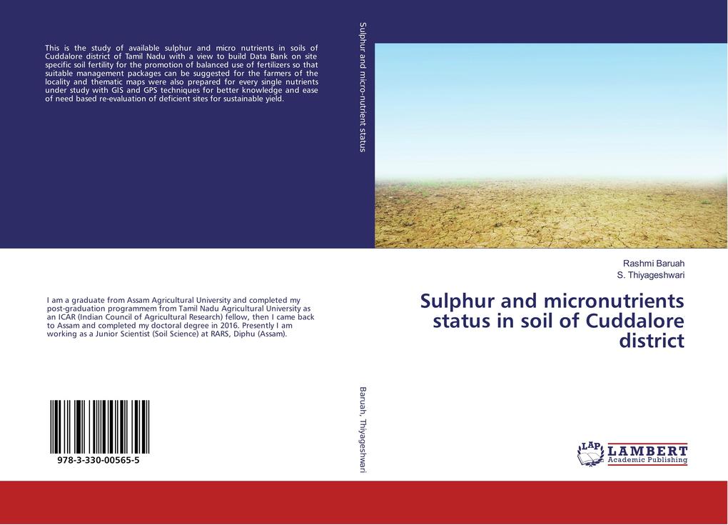Sulphur and micronutrients status in soil of Cuddalore district als Buch von Rashmi Baruah, S. Thiyageshwari - Rashmi Baruah, S. Thiyageshwari