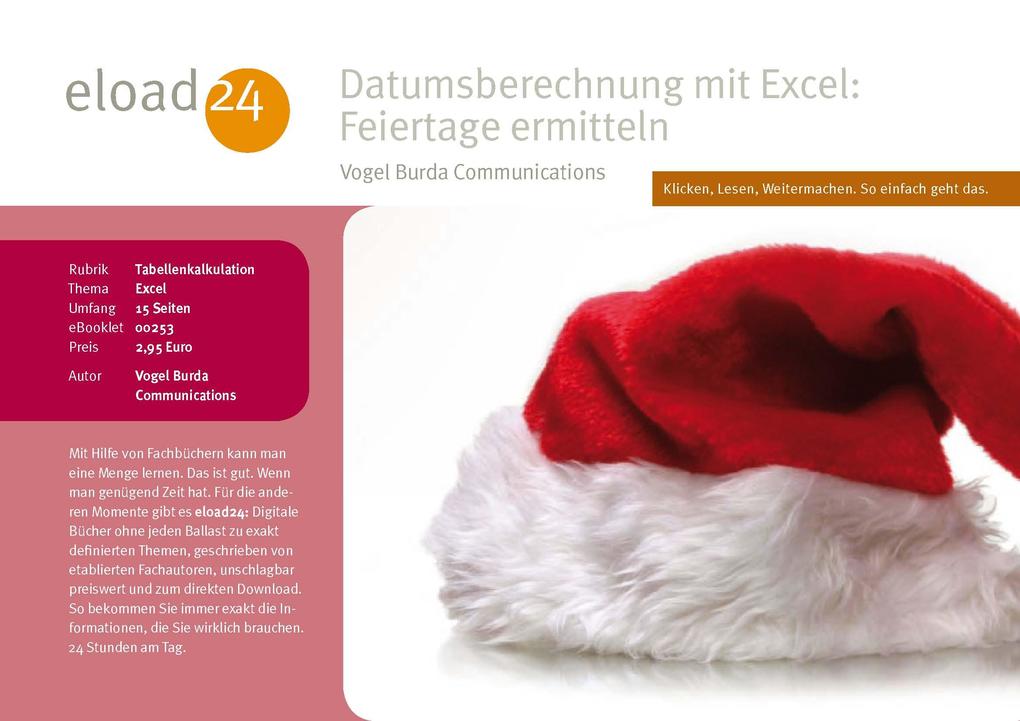 Datumsberechnung mit Excel: Feiertage ermitteln als eBook Download von Vogel Burda Communications - Vogel Burda Communications