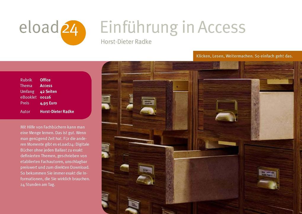 Einführung in Microsoft Access als eBook Download von Horst-Dieter Radke - Horst-Dieter Radke