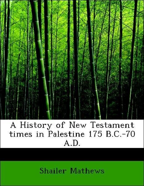 A History of New Testament times in Palestine 175 B.C.-70 A.D. als Taschenbuch von Shailer Mathews