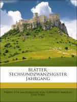 Blätter, Sechsundzwanzsigster Jahrgang als Taschenbuch von Verein Für Landeskunde Von Niederösterreich Und Wien