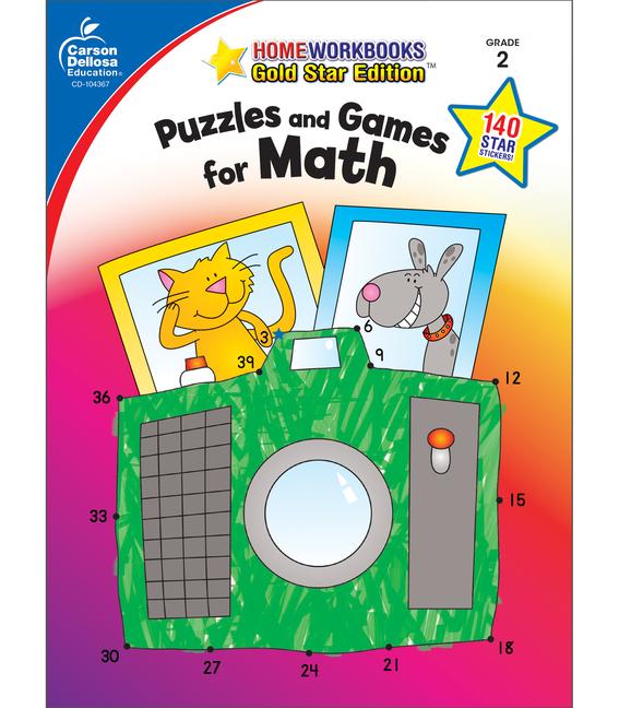 Puzzles and Games for Math Grade 2: Gold Star Edition Volume 15