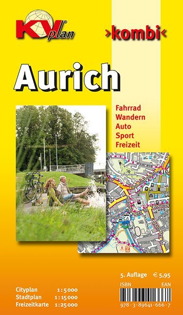Aurich KVplan Radkarte/Freizeitkarte/Stadtplan 1:25.000 / 1:15.000 / 1:5.000