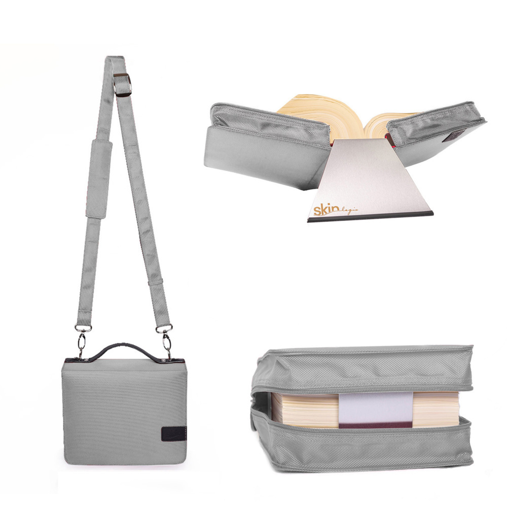 SchönfelderSkin (Nylon-Leder) silverstone (steingrau) mit Alu-Buchstütze