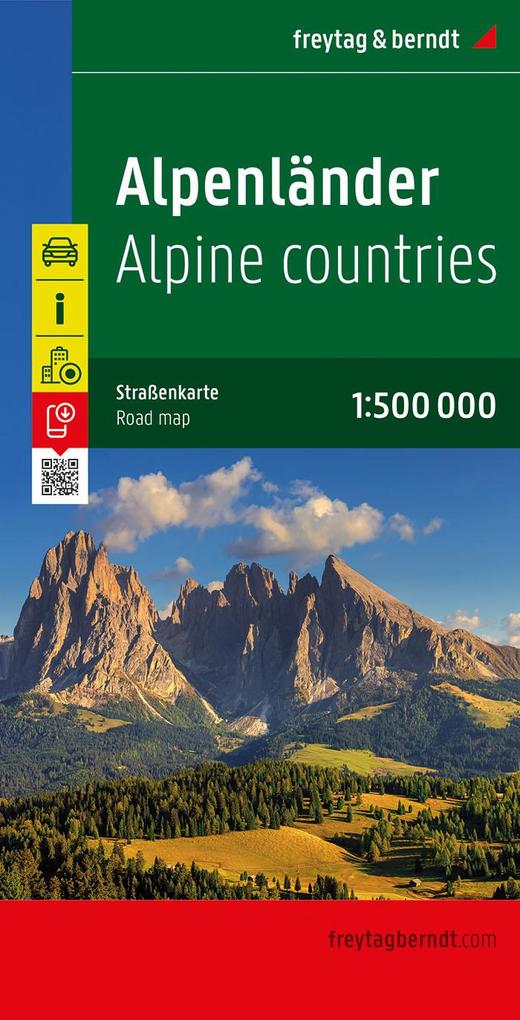 Alpenländer - Österreich - Slowenien - Italien - Schweiz - Frankreich Autokarte 1:500.000