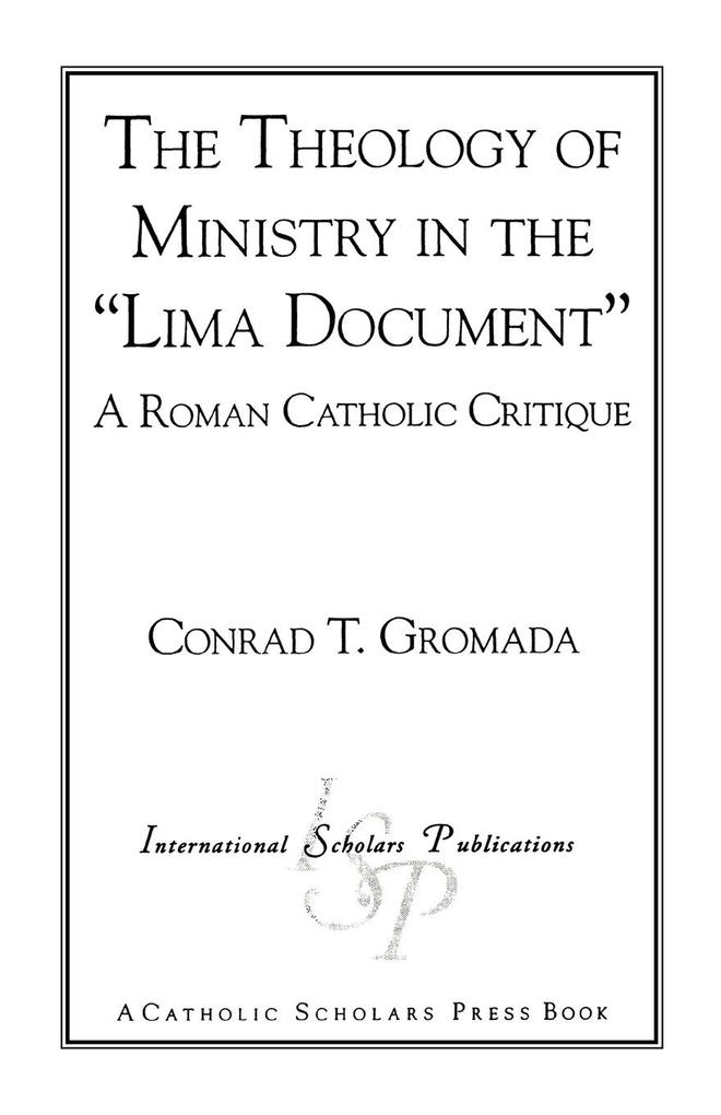 The Theology of Ministry in the ‘Lima Document‘