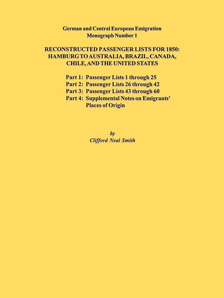 Reconstructed Passenger Lists for 1850
