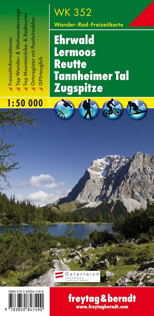 Ehrwald - Lermoos - Reutte - Tannheimer Tal - Zugspitze Wanderkarte 1:50 000