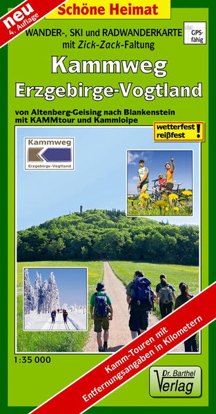 Wander- Ski- und Radwanderkarte Kammweg Erzgebirge-Vogtland 1:35 000