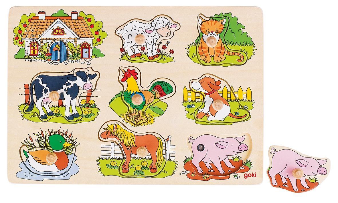 Image of Goki Steckpuzzle "Bauernhof", mit Tierstimmen