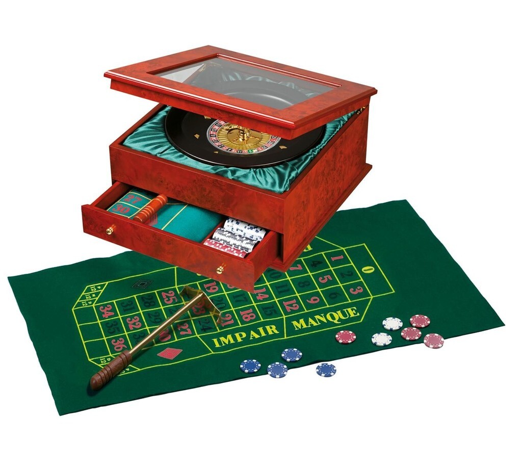 Philos 3706 - Roulette Set exklusive Holzbox mit Aufbewahrungsfach