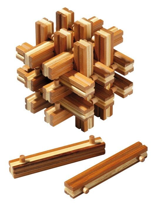 Philos 6059 - Lock Up Puzzle Bambus Knobelspiel 18-teilig