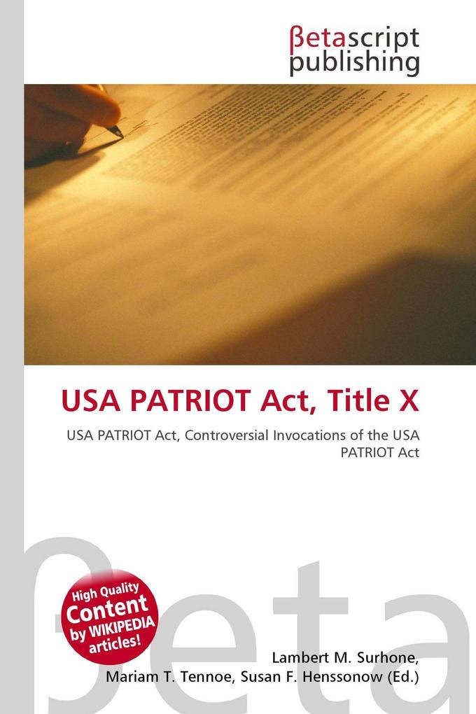 USA PATRIOT Act Title X