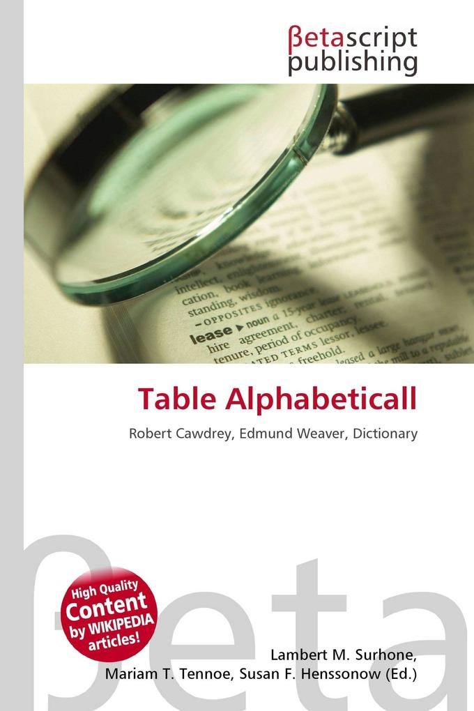 Table Alphabeticall