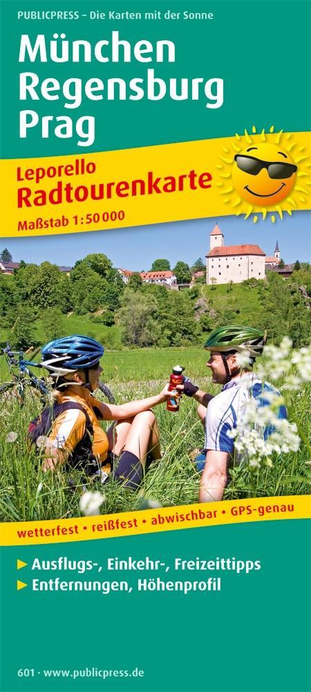 PublicPress Leporello Radtourenkarte München - Regensburg - Prag