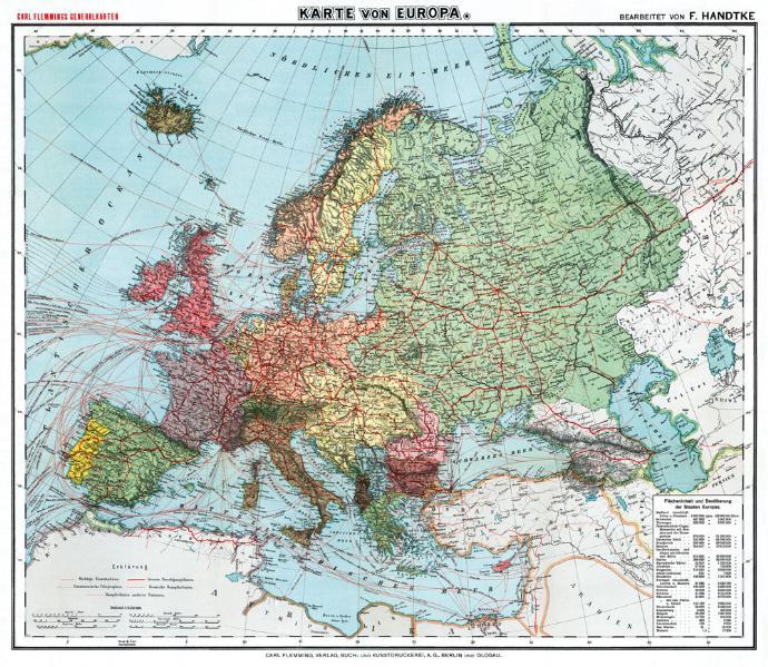 Historische Karte: Europa um 1910 (Plano)