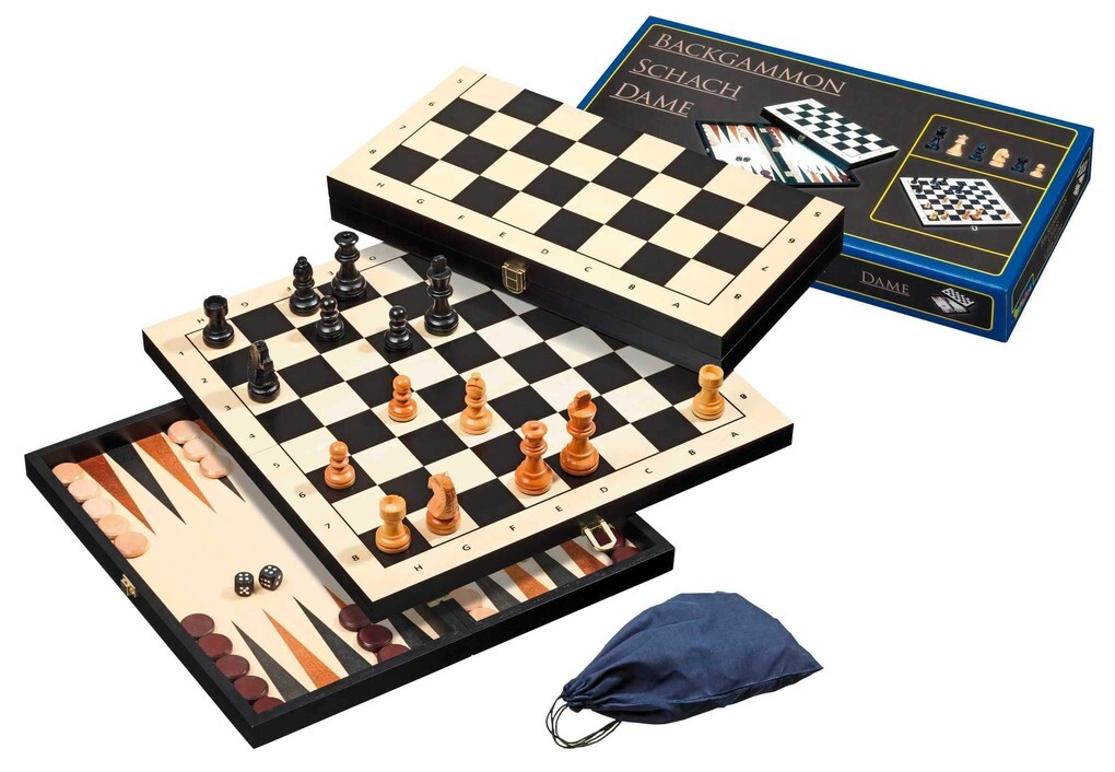 Philos 2514 - Schach Backgammon Dame Set Feld 44 mm