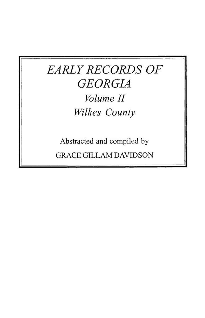 Early Records of Georgia