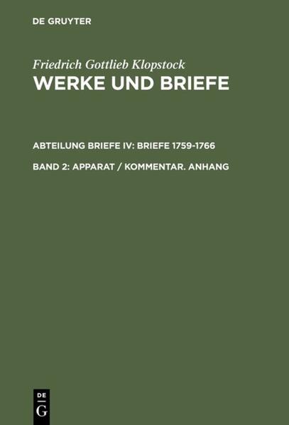 Apparat / Kommentar. Anhang. Bd.2 - Friedrich Gottlieb Klopstock