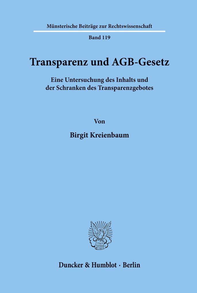 Transparenz und AGB-Gesetz.
