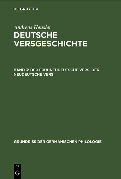 Der frühneudeutsche Vers. Der neudeutsche Vers