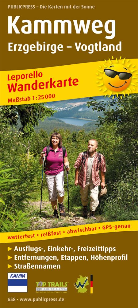 Kammweg Erzgebirge - Vogtland 1 : 25 000 Wanderkarte