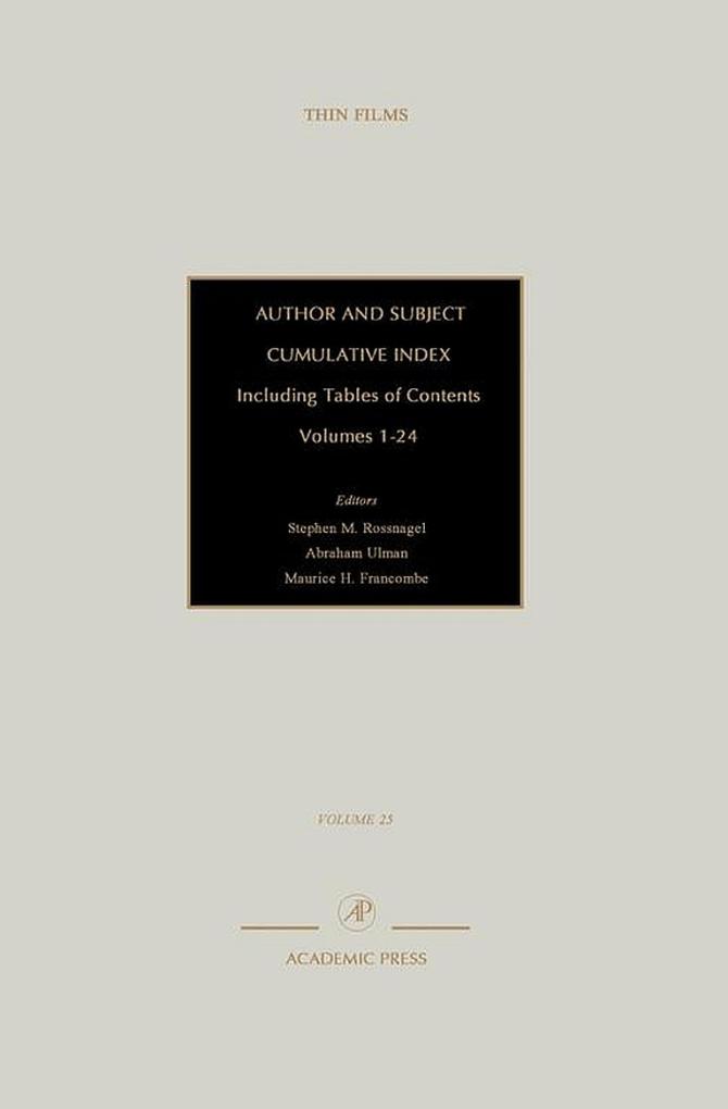 Author and Subject Cumulative Index Including Tables of Contents
