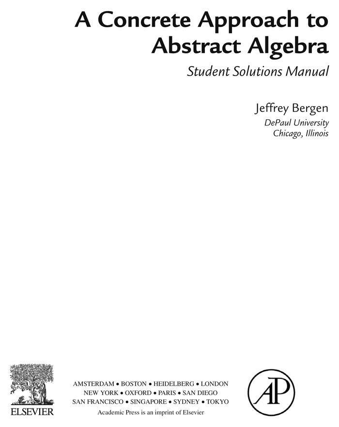 A Concrete Approach To Abstract AlgebraStudent Solutions Manual (e-only)