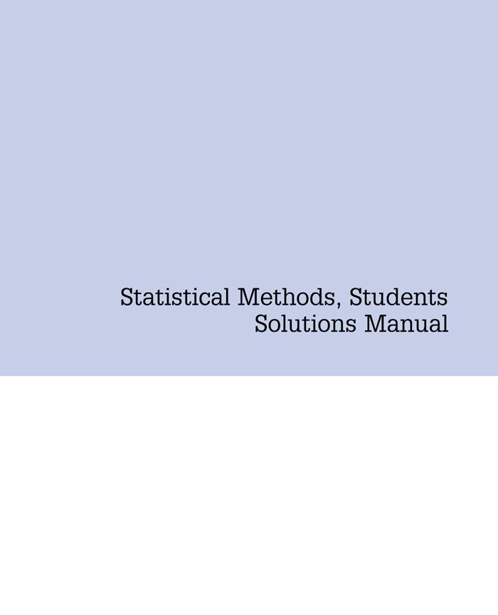 Statistical Methods Students Solutions Manual (e-only)