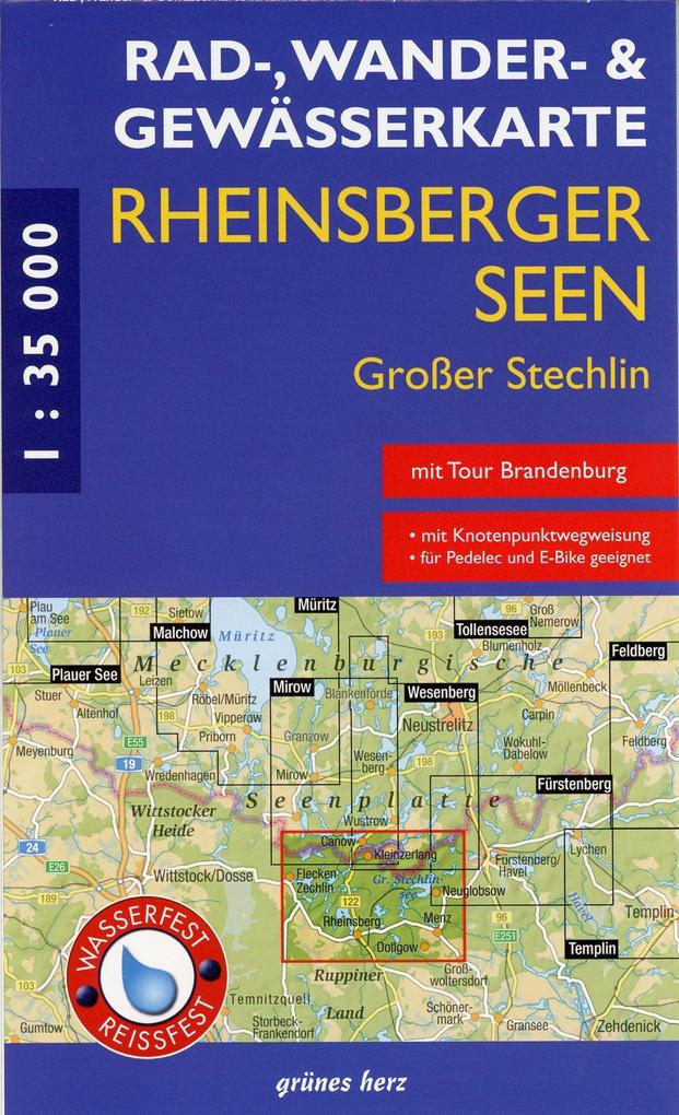 Rheinsberger Seen Großer Stechlin 1 : 35 000 Rad - Wander- und Gewässerkarte