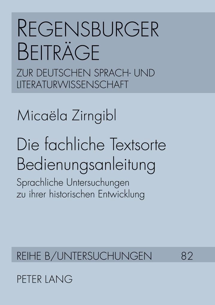 Die fachliche Textsorte Bedienungsanleitung
