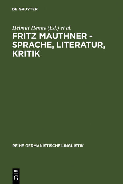Fritz Mauthner - Sprache Literatur Kritik