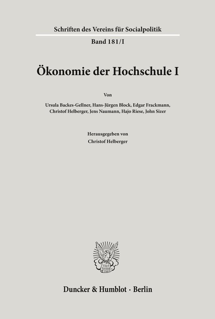 Ökonomie der Hochschule I.