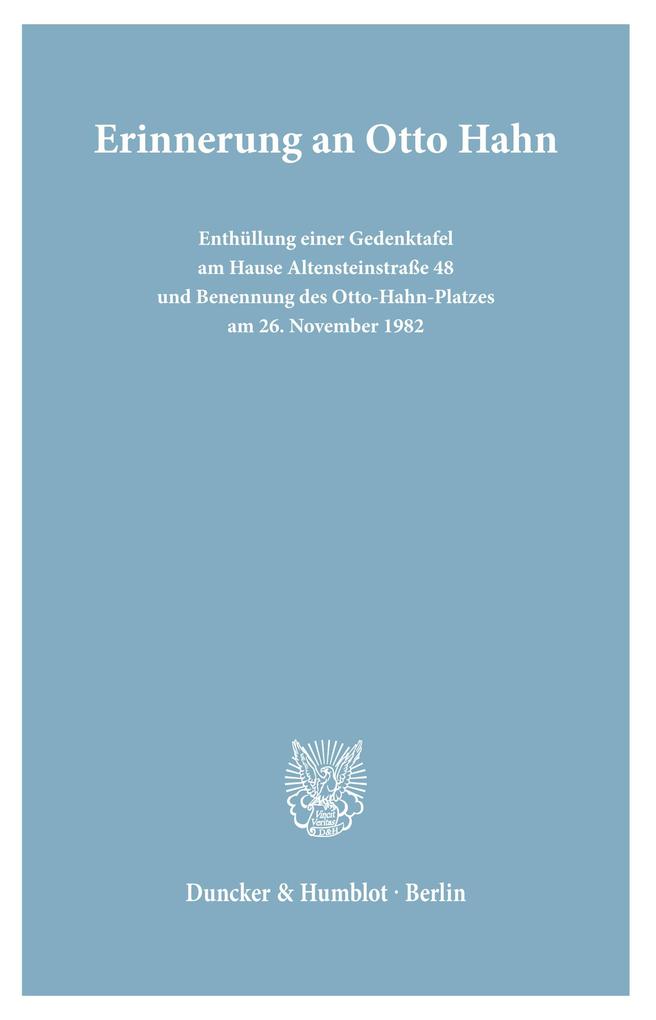 Erinnerung an Otto Hahn.