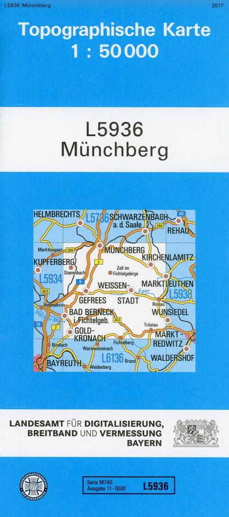 Topographische Karte Bayern Münchberg