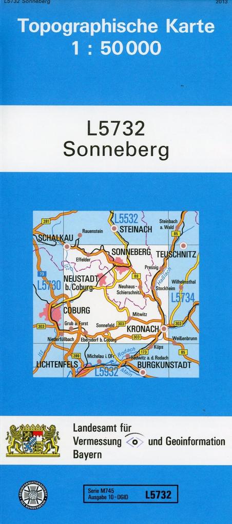 Topographische Karte Bayern Sonneberg