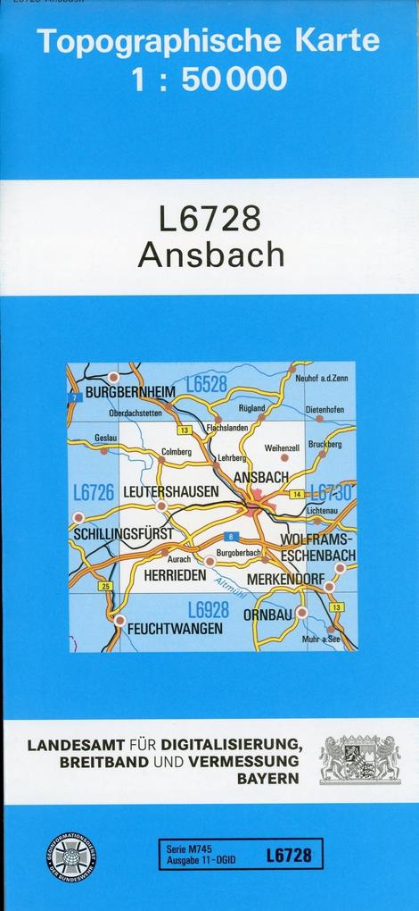 Topographische Karte Bayern Ansbach