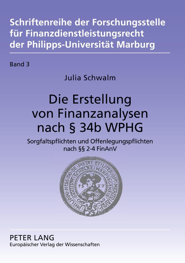 Die Erstellung von Finanzanalysen nach § 34b WpHG