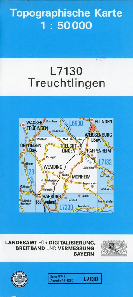 Topographische Karte Bayern Treuchtlingen