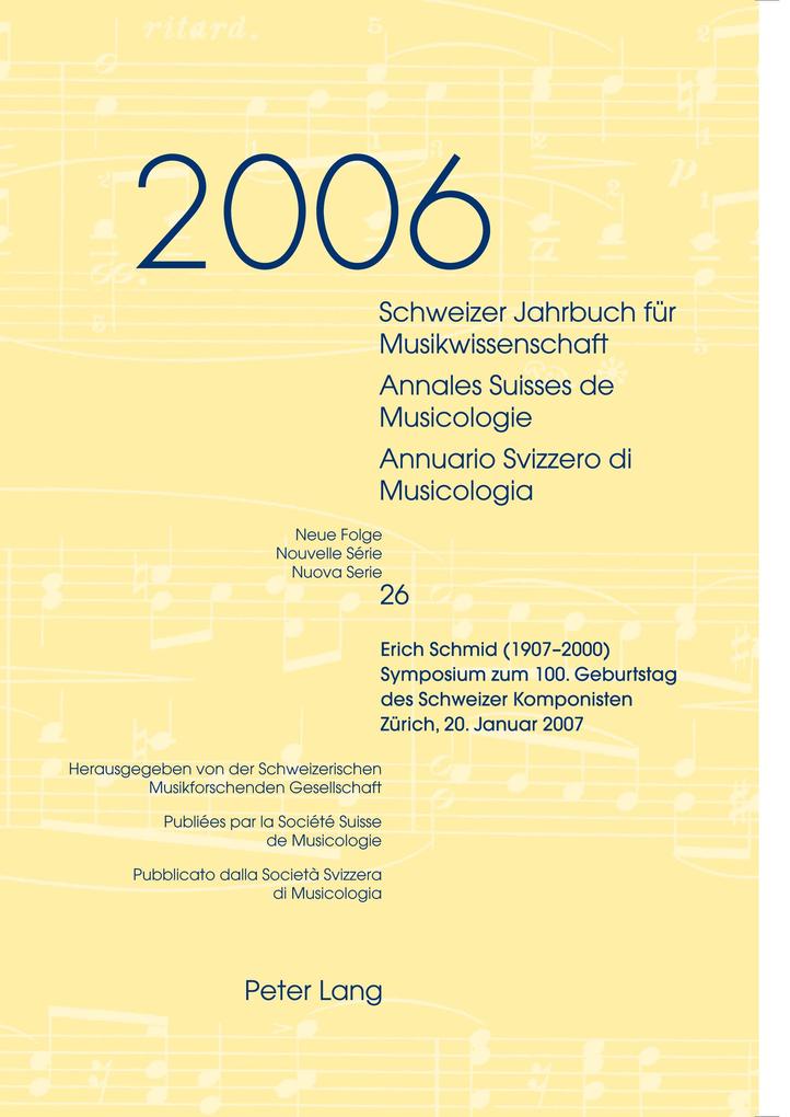 Schweizer Jahrbuch für Musikwissenschaft- Annales Suisses de Musicologie- Annuario Svizzero di Musicologia